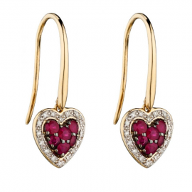 RUBY AND DIAMOND HEART EARRINGS